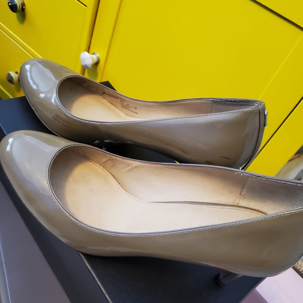 Coach Patent leather nude heels